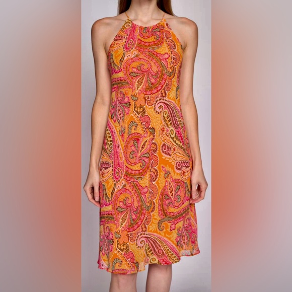 90s Ann Taylor Silk Paisley Slip Dress size 4 - Picture 6 of 7